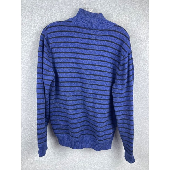 American Eagle Sweater Men's L Blue Striped Long Sleeve High Neck Button HOLE - Picture 7 of 10